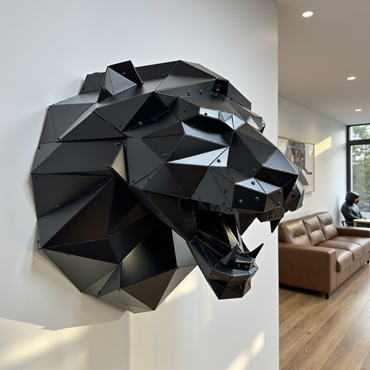 Roaring Lion Head Metal Wall Art – Handmade 3D Wall Art