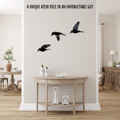 3 Flying Birds Metal Wall Art - Elegant 3D Home Decor