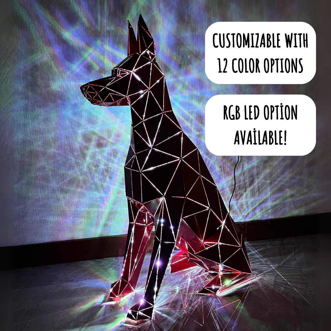 3D Metal Sitting Doberman Sculpture - Bold Indoor & Outdoor Decor