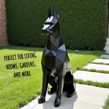 3D Metal Sitting Doberman Sculpture - Bold Indoor & Outdoor Decor