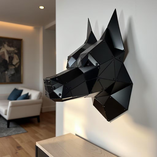 Doberman Head Metal Wall Art – Handmade 3D Wall Art and Sculpture for Modern Home Decor