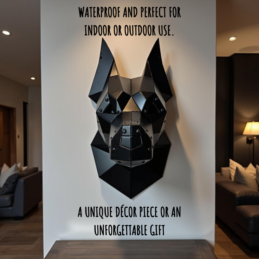 Doberman Head Metal Wall Art – Handmade 3D Wall Art and Sculpture for Modern Home Decor