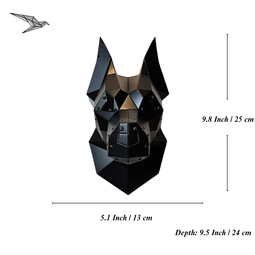 Doberman Head Metal Wall Art – Handmade 3D Wall Art and Sculpture for Modern Home Decor